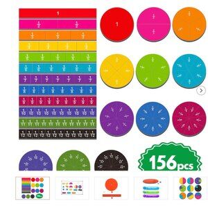 New math tools for kids!!! 175 Pcs Magnetic Rainbow Fraction Tiles